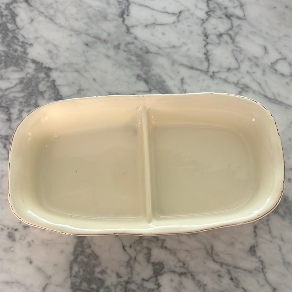 Vietri Pottery - Elegant Cream Divided Serving Dish
